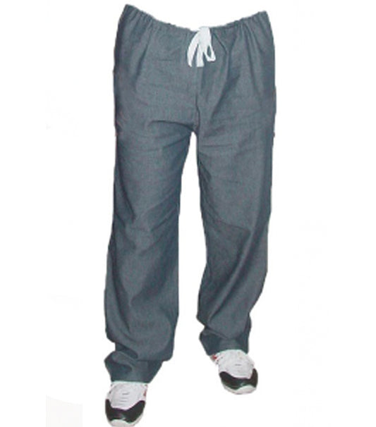 Denim scrubs pant 1 back pocket unisex drawstring waistband