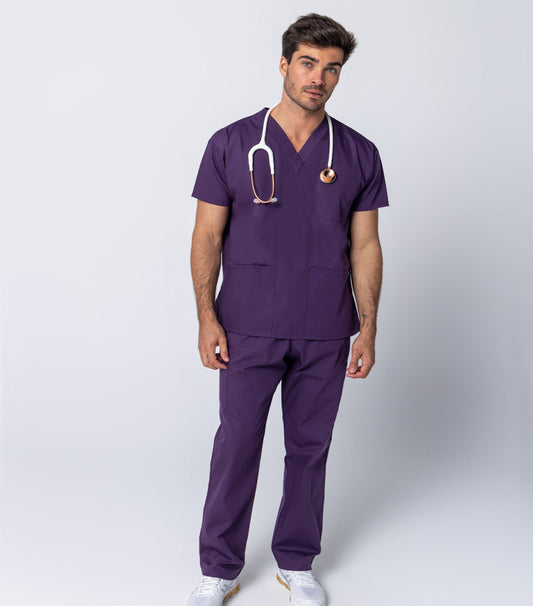Poplin Unisex Scrub Set - 8 Pockets, Half Sleeves (3-Pocket Top & 5-Pocket Pant 2 Side 2 cargo 1 coin pocket)
