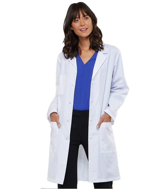 Microfiber labcoat ladies full sleeve with plastic buttons 3 pockets solid pleated