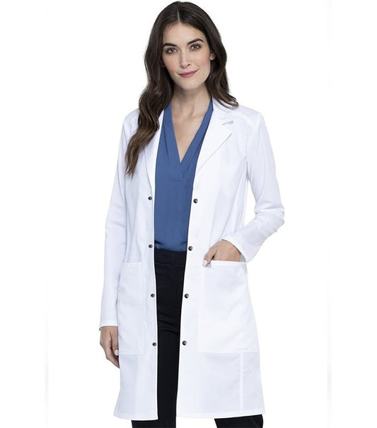 Microfiber labcoat ladies full sleeve with snap buttons 3 pockets solid pleated