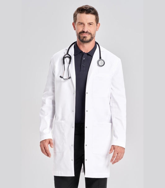 Twill Unisex Lab Coat Full-Sleeve with 3 Pockets & Snap Buttons pleated