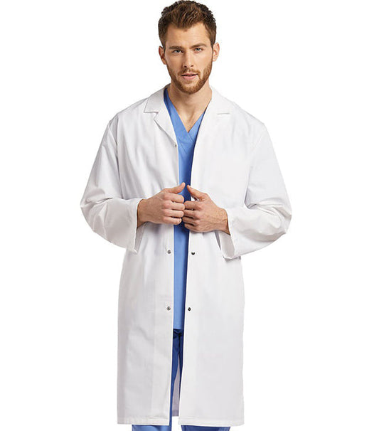 Poplin Unisex Lab Coat No-Pocket Full-Sleeve & Snap Buttons