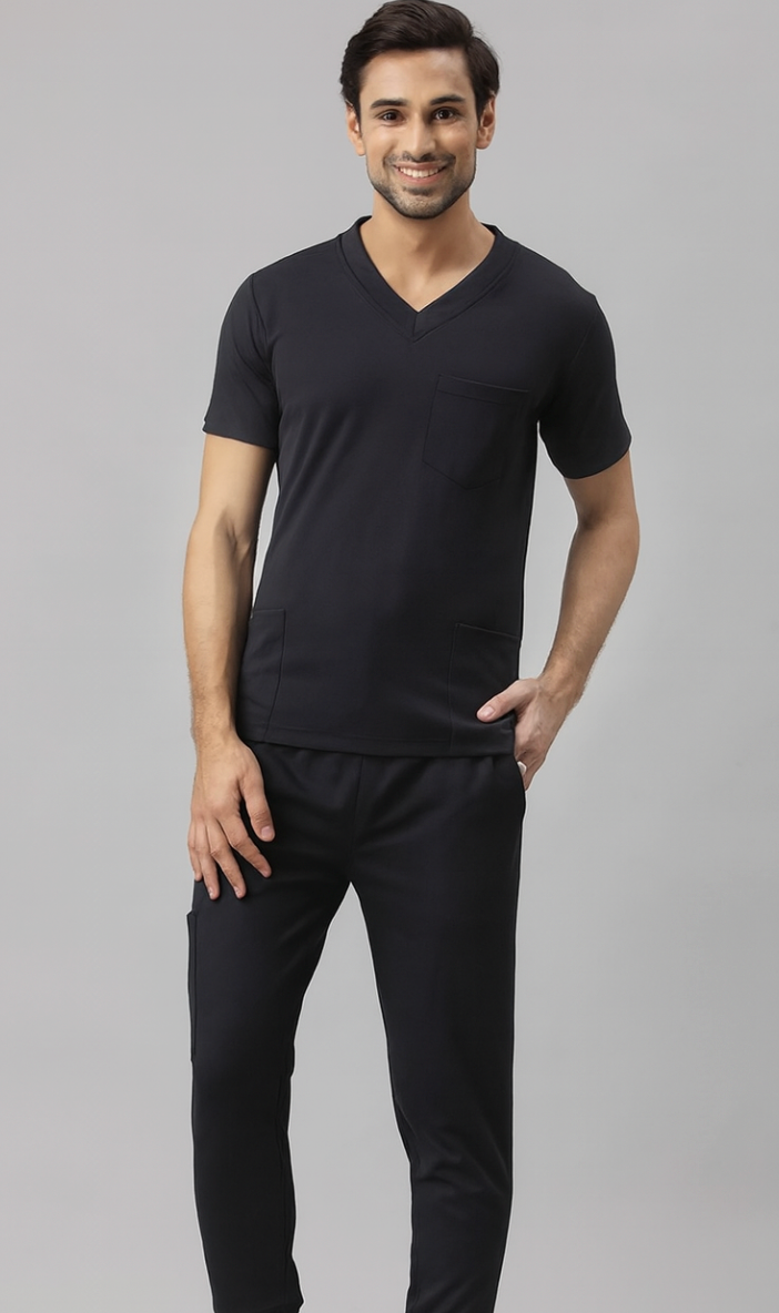 MedEase DriFit Stretch Fabric Unisex Scrub Set (V-Neck 3 Pocket Top & Straight Legs 2 Side Pocket Pants) - 50 Pieces MOQ