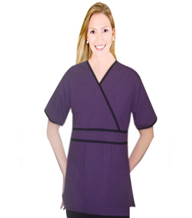 Poplin Set Crossover Top Horizontal Piping 4 Pocket Half Sleeve
