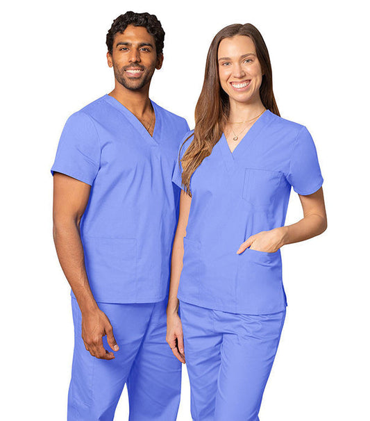 Poplin Unisex Scrub Set - 6 Pockets, Half Sleeves (3-Pocket Top with Pencil Pocket & 3-Pocket Pant)