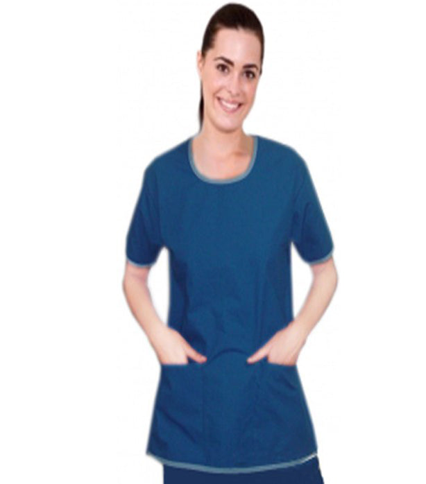 Poplin Round neck with border piping style 5 pocket set half sleeve (top 2 pocket with bottom 3 pocket) Waistband with elastic and drawstring both
