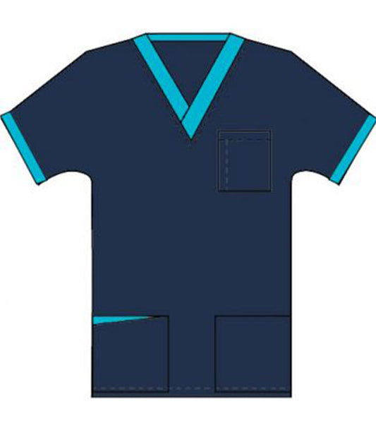 Poplin Top v neck 3 pocket half sleeve unisex with 1 pencil pocket at front pocket contrast at pocket style