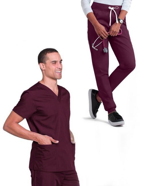 Microfiber Stretch Unisex Jogger Scrub Set 4 Pockets Half Sleeves, Top 2 Lower Pockets and Jogger Pant 2 Side Pockets