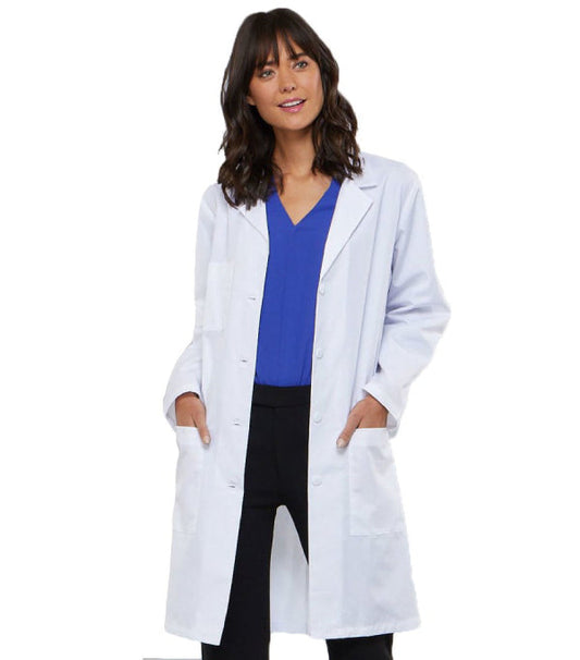 Microfiber Women's Lab Coat Full-Sleeve with 3 Pockets Pleated  & Snap Buttons