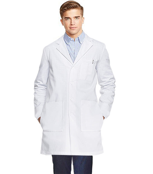 Poplin labcoat unisex full sleeve with plastic buttons solid pleated 3 front pockets with side inside pockets(access to pockets from side)