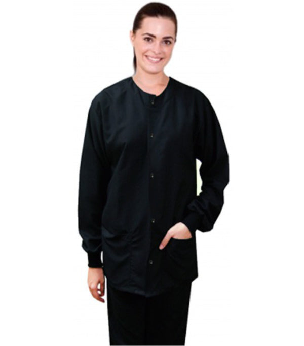 Memory Fabric Unisex Scrub Jacket with Rib and Snap Buttons- 2 Pockets, Full Sleeves, Water Proof