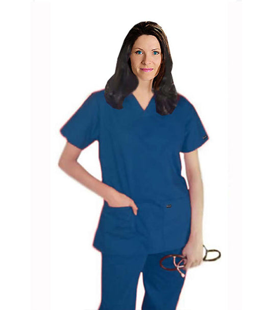 Microfiber Stretch Scrub set 5 pocket ladies solid half sleeve (2 pocket top, 3 pocket pant)