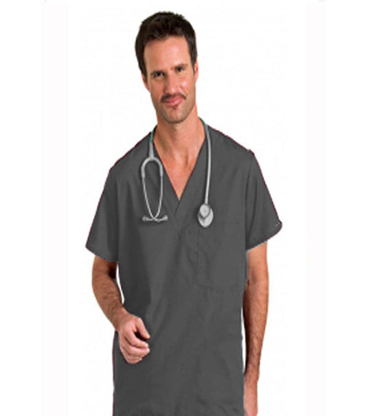 Microfiber Stretch Scrub set 7 pocket v neck unisex half sleeve (1 pocket top 6 pocket pant half elastic with drawstring)