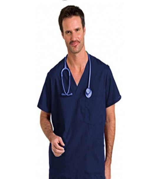 Microfiber Stretch Scrub set 7 pocket v neck unisex half sleeve (3 pkts top & pant 4 pkt 2 side pkts 1 cargo pkts 1 back pkts) half elastic with drawstring)