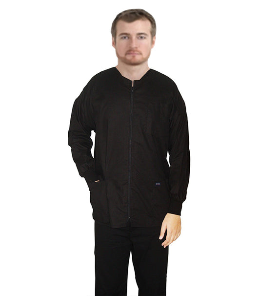 Stretch Unisex Scrub Jacket 2 pocket solid full sleeve with rib and zip