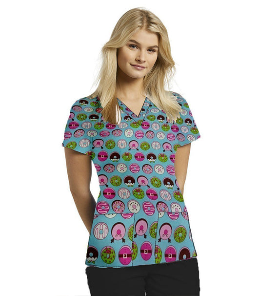 Donut Print Scrub Set 4 Pockets Ladies Half Sleeves (2 Pockets Top and 2 Pockets Pant)