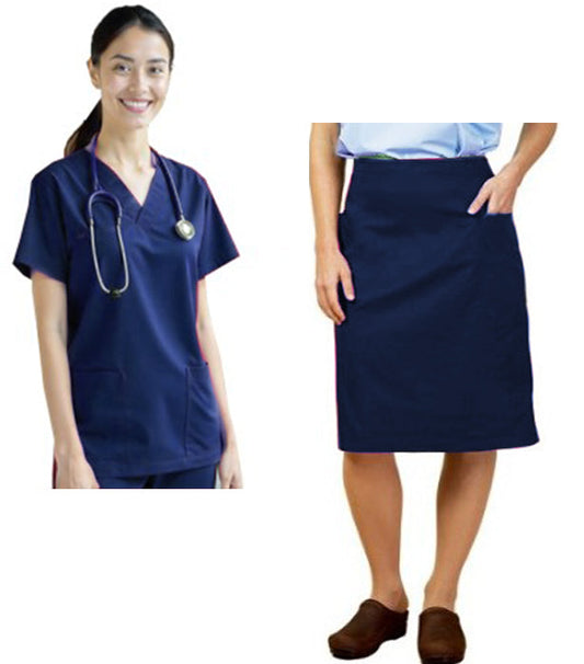Microfiber Scrub skirt set 4 pocket ladies half sleeves (2 pocket top 2 pocket skirt)