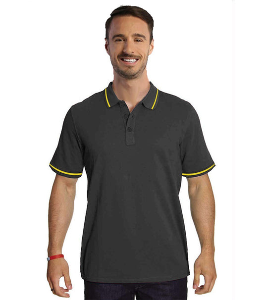 Unisex Solid Polo Contrast Trim T-Shirt Half Sleeves with Button closure