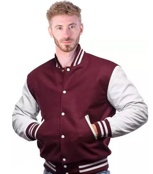 Unisex Baseball Varsity Coat Style Jacket for Men 2 Pockets Full Sleeves with Rib
