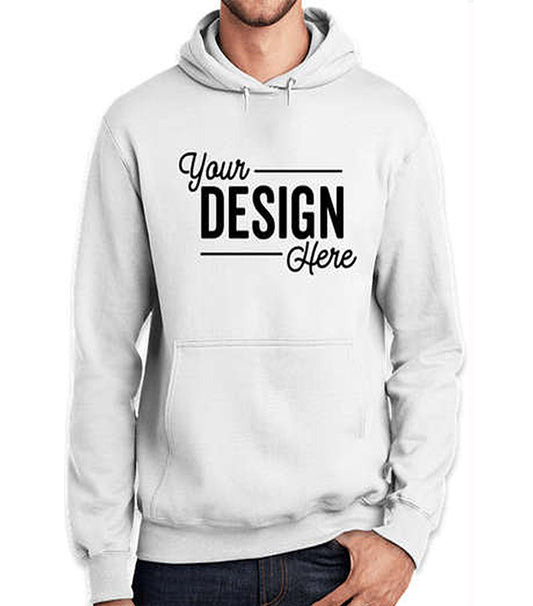 Unisex Customize Round Neck Pullover Hoodie In 2 Pockets With Rib