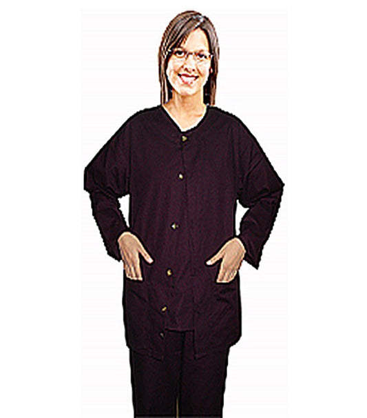 Poplin Scrub Jacket 2 pocket solid unisex full sleeve Plastic Button without rib