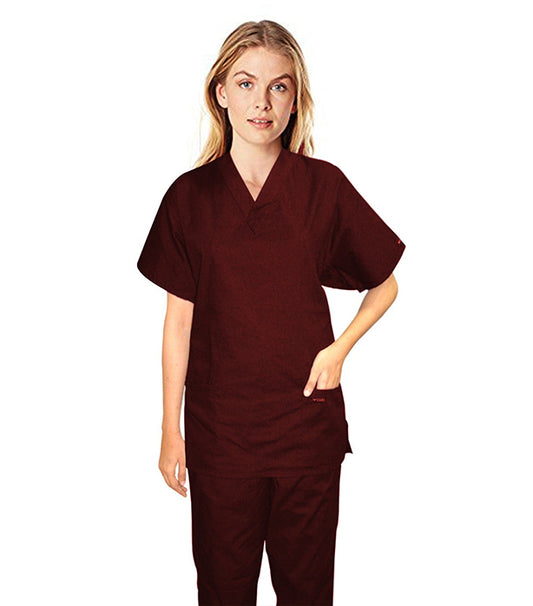 Stretchable Scrub set 7 pockets v neck Ladies half sleeve (3 pkts top & pant 4 pkt 2 side pkts 1 cargo pkts 1 back pkts