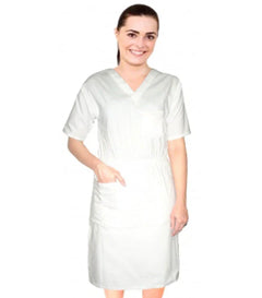 Poplin Fabric Nursing dress half sleeve elastic waist v neck without pockets below knee length