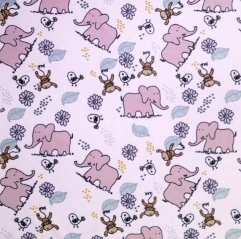 Poplin Unisex Scrub Jacket with Elephant Print- 2 Pockets, Full Sleeves with Rib