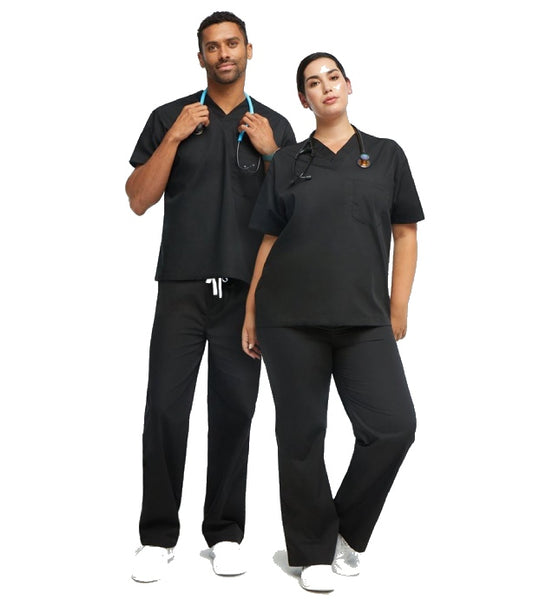 Interlock Stretch (100% polyester) Scrub set 2 pocket normal unisex solid half sleeve (top 1 pocket with bottom 1 pocket) with drawstring, non-elasticated waistband. Fabric weight above 4.86 oz