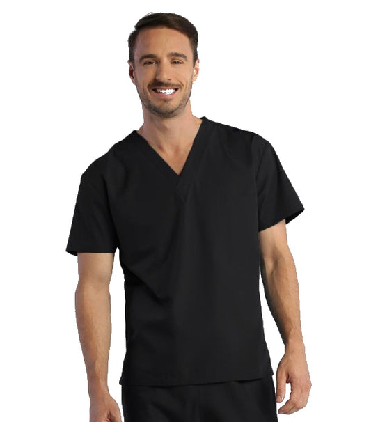 Interlock Stretch (100% polyester) Scrub set 1 pocket normal unisex solid half sleeve (top without pocket and bottom with 1 back pocket) with drawstring, non-elasticated waistband. Fabric weight above 4.86 oz