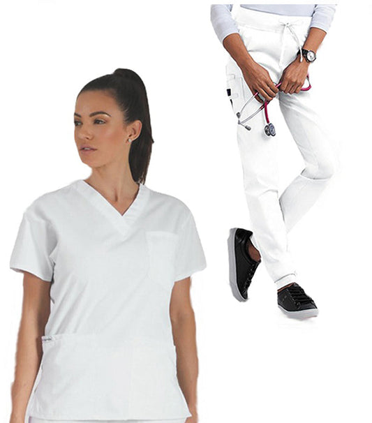 Poplin Women's Jogger Scrub Set - 6 Pockets, Half Sleeves (3-Pocket Top & 3-Pocket Jogger Pant)