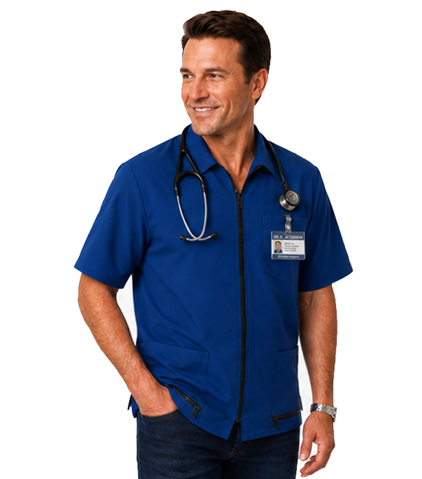 Stretchable jacket with collar 3 pockets (zipper on two bottom pockets) half sleeve with zipper