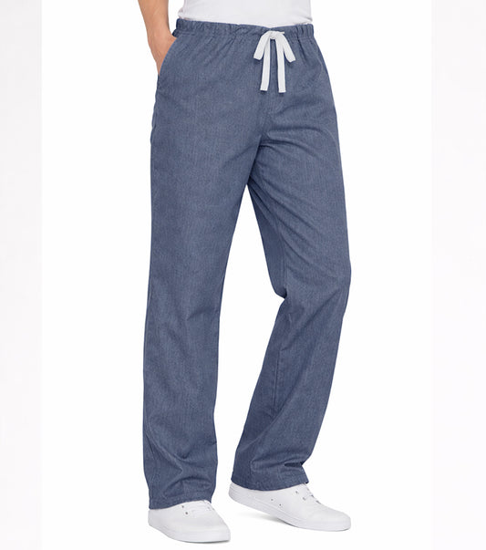 Denim scrubs pant 1 back pocket unisex drawstring waistband