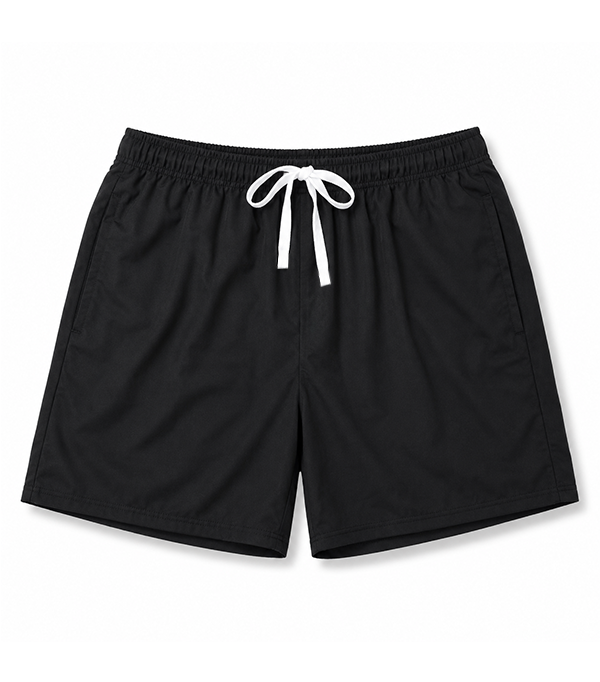 Poplin fabric short with 2 side pocket 1 back pocket elasticated twill drawstring (white) (inseam is 5 inches)