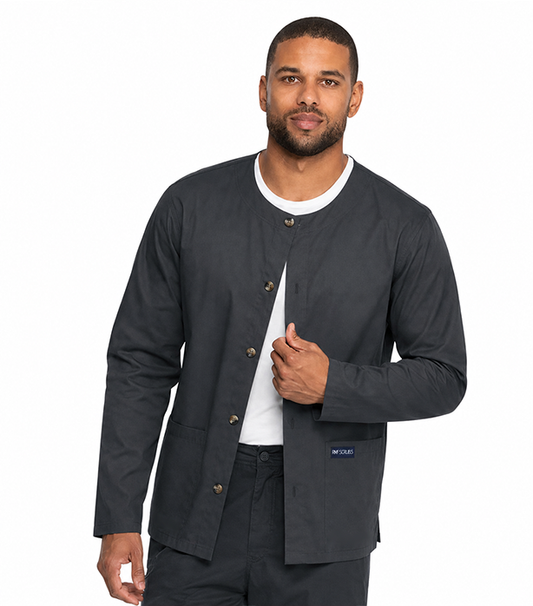 Poplin Scrub Jacket 2 pocket solid unisex full sleeve Plastic Button without rib