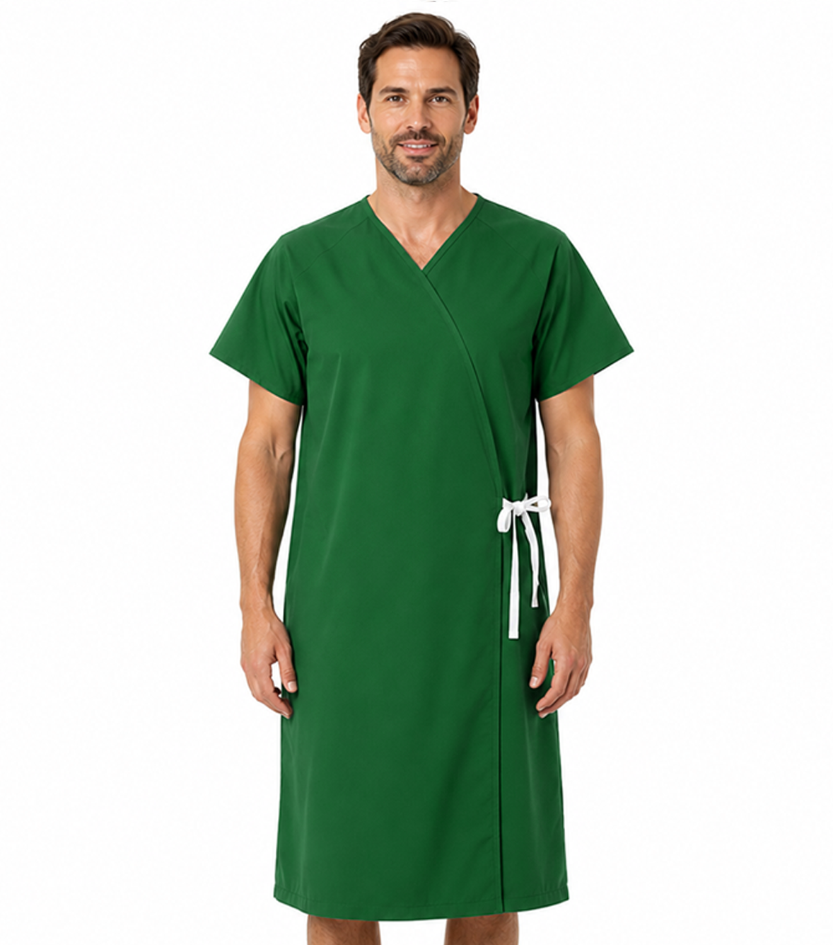 Patient Gown front open half sleeve with matching piping tie-able OR Velcro