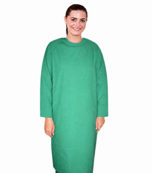 Microfiber stretch Patient gown back open Full sleeve with matching piping, tie-able OR Velcro(+0.5)