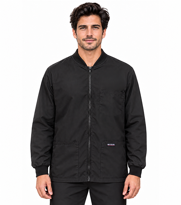 TrimMaster™ – Full Sleeves Water Resistant Barber Jacket With 3 Pockets, Zipper, Ribbed Cuffs & Rib at Neck. Microfiber Fabric