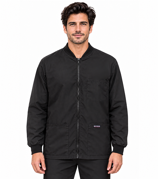 TrimMaster™ – Full Sleeves Water Resistant Barber Jacket With 3 Pockets, Zipper, Ribbed Cuffs & Standing Collar. Microfibre Fabric