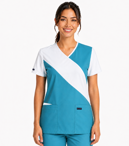 Poplin Cut N Sew style v-neck style 5 pocket top half sleeve