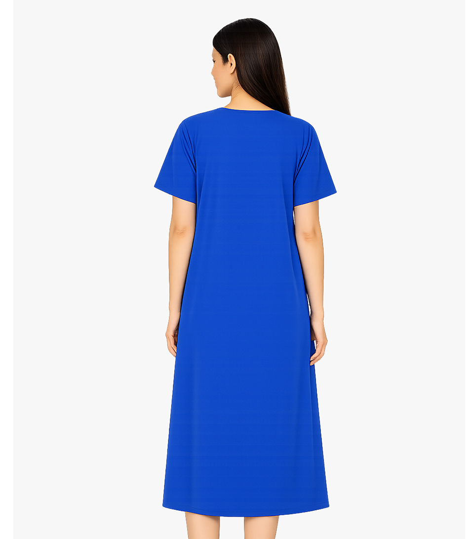 Patient Gown Front Open Half Sleeve with Matching Piping, Tie-able from Sleeves