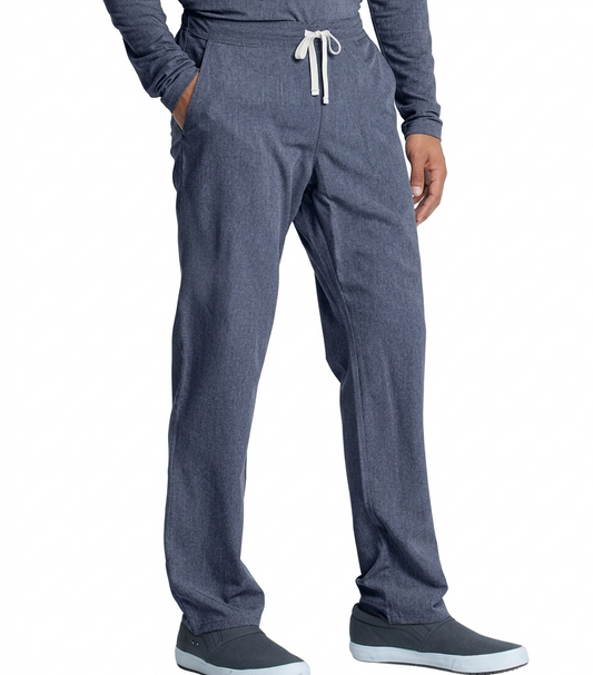 Denim scrubs normal pant with elasticated twill drawstring (white) with 2 side pockets