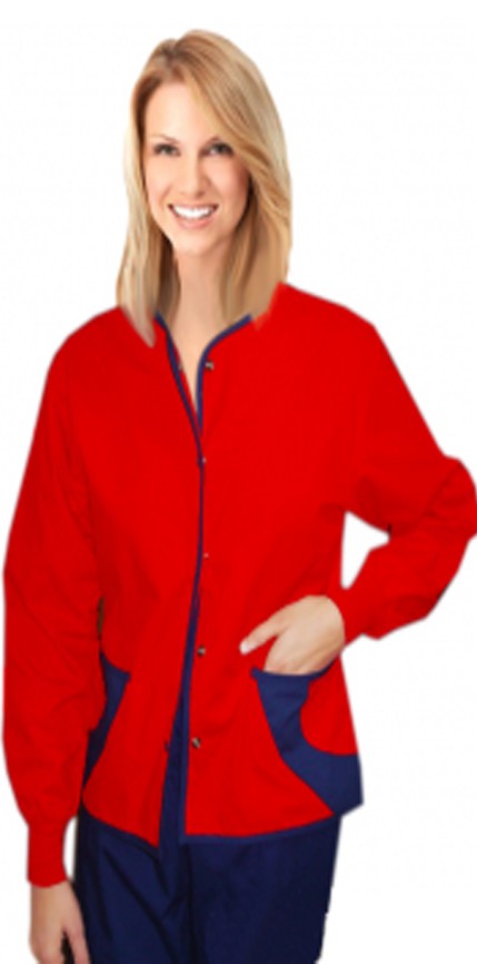 Microfiber Jacket 2 pocket ladies hip flip full sleeve short length style jacket with rib Snap Button