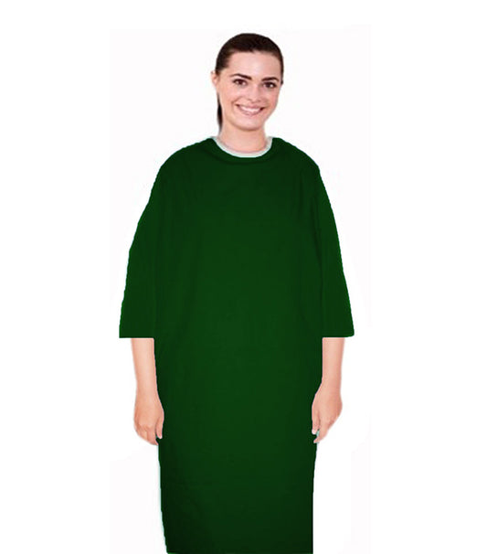 New Microfiber patient gown back open 3/4 sleeve with matching piping , tie-able OR Velcro(+0.5)