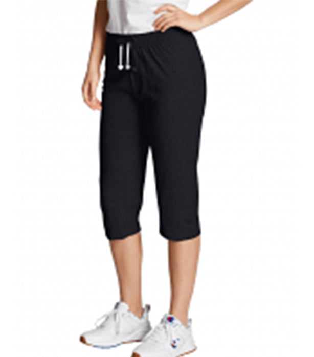 Poplin Women Capri without elasticated twill drawstring (white) Inseam 23 Inches