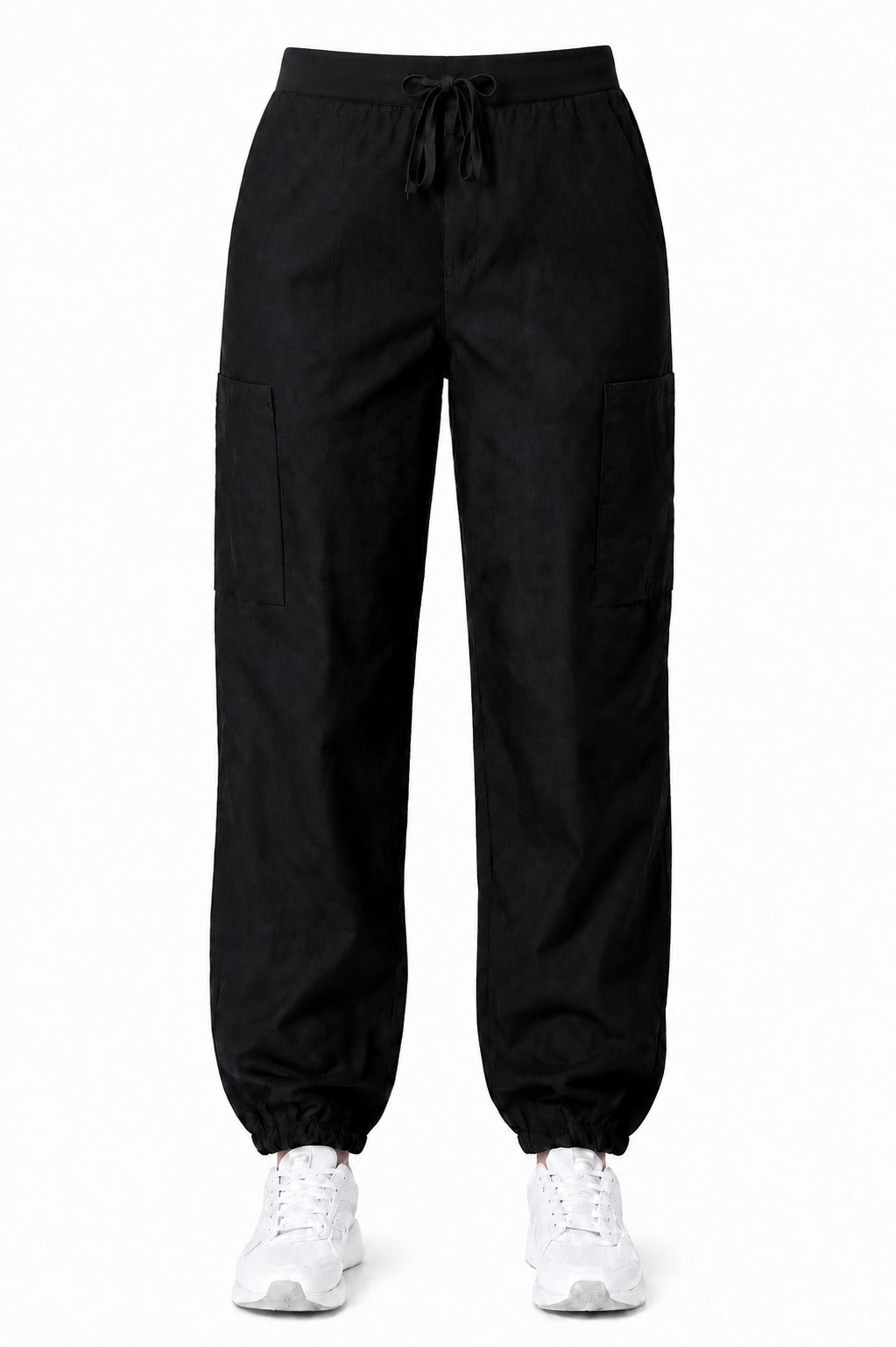 Poplin Unisex Below Elastic Scrub Pant - 6 Pockets (2 Side, 2 Cargo, 1 Back, 1 Cell Phone Pocket) Half Elastic Waistband with Matching Drawstring