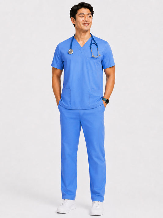 Poplin Unisex Scrub Set - 6 Pockets, Half Sleeves (3-Pocket Top & 3-Pocket Pant)