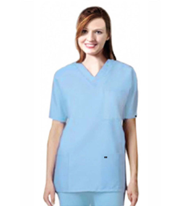 Stretchable Scrub set 9 pocket unisex solid half sleeve (Top 3 pkt with pencil pkts , pant 6 pkts with 2 side pkts , 2 back pkts & 2 Cargo pkt)
