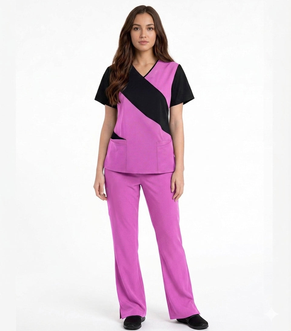 Scrub Cut Poplin Women Scrub Set Cut N Sew Style with V-Neck Top - (5 Pockets To ...