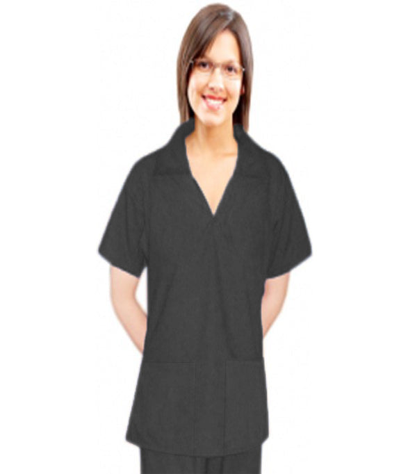 Microfiber Stretch Women Scrub Top Collar Style V-Neck - 2 Pockets, Half Sleeves